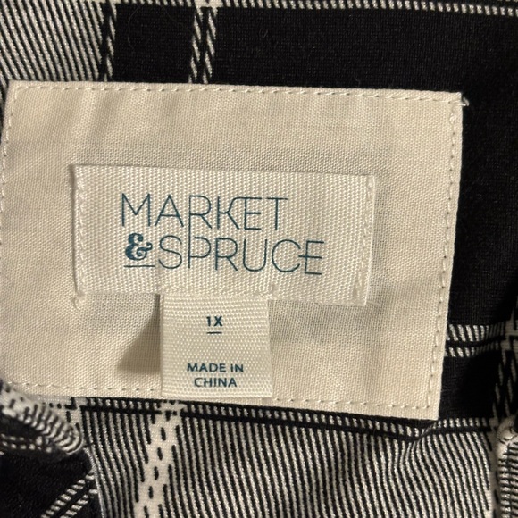 Market & Spruce Black and White Plaid Button Down Shirt - Picture 2 of 8